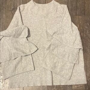 Gray Ruffle Sleeve Sweater
